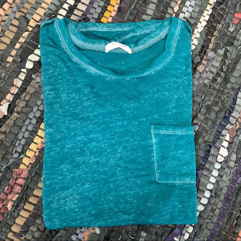 AWAKE Teal Sheer Burnout Pocket Tee T-shirt Top